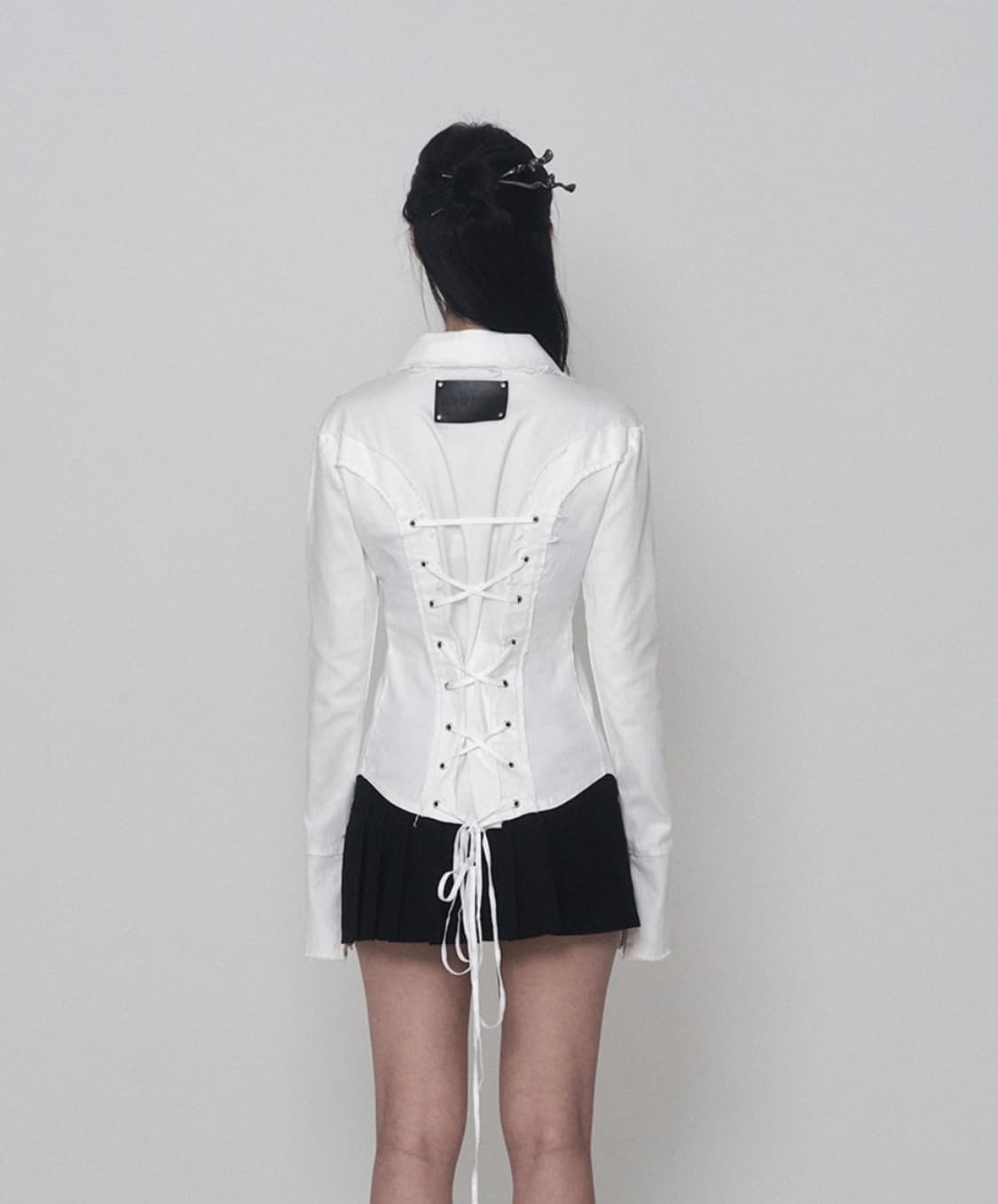 에트오소메 데미지 아일렛 코르셋 자켓 화이트 상품이미지2