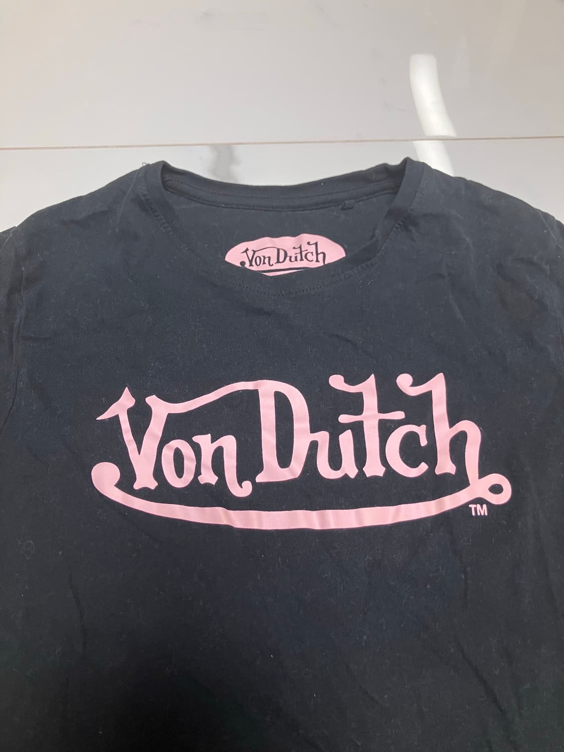 본더치 Y2K 슬림 베이비티 다크 그레이 연핑크 반팔티 상품이미지2