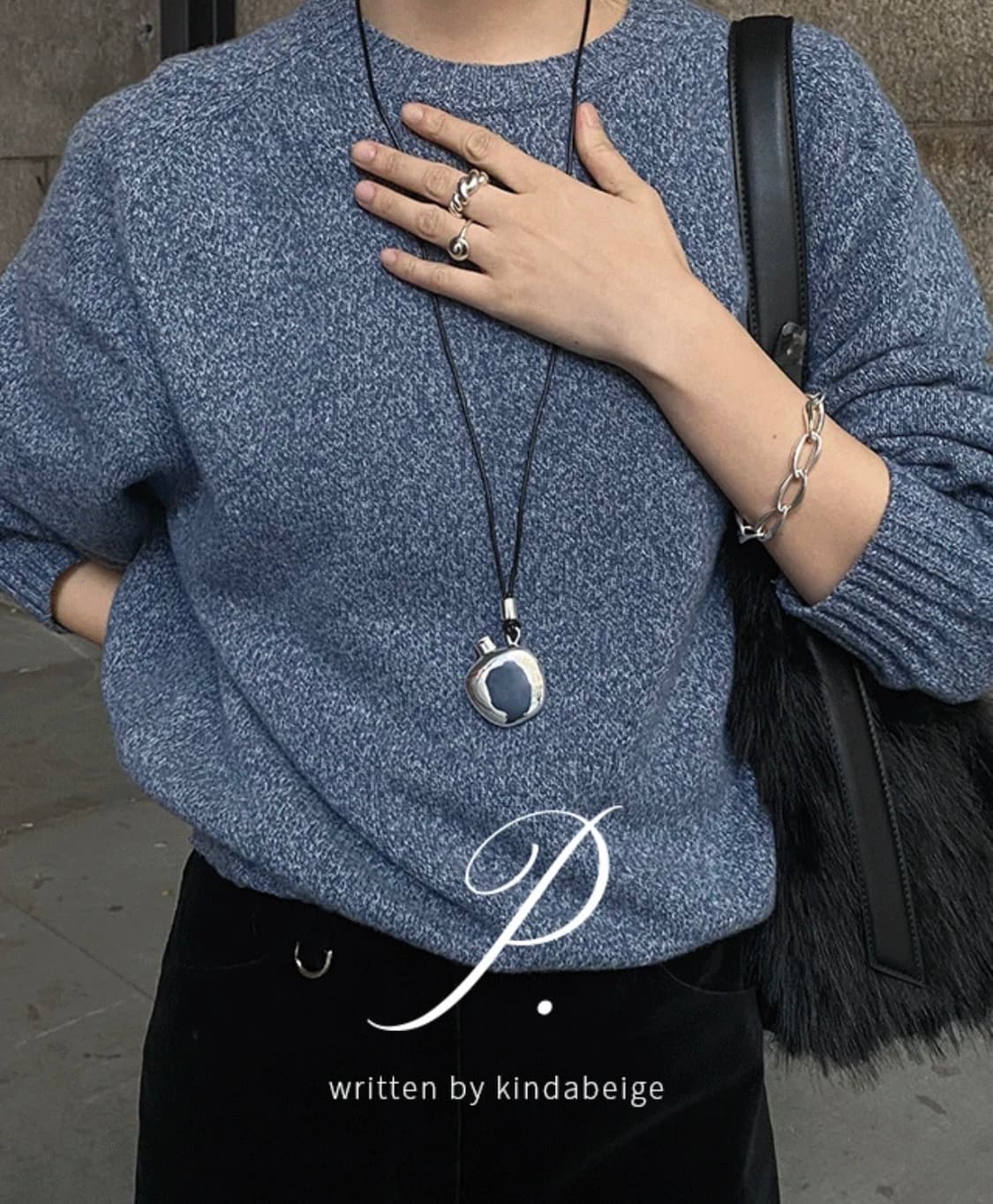 킨다베이지 잉가스 믹스 라운드 니트 상품이미지1