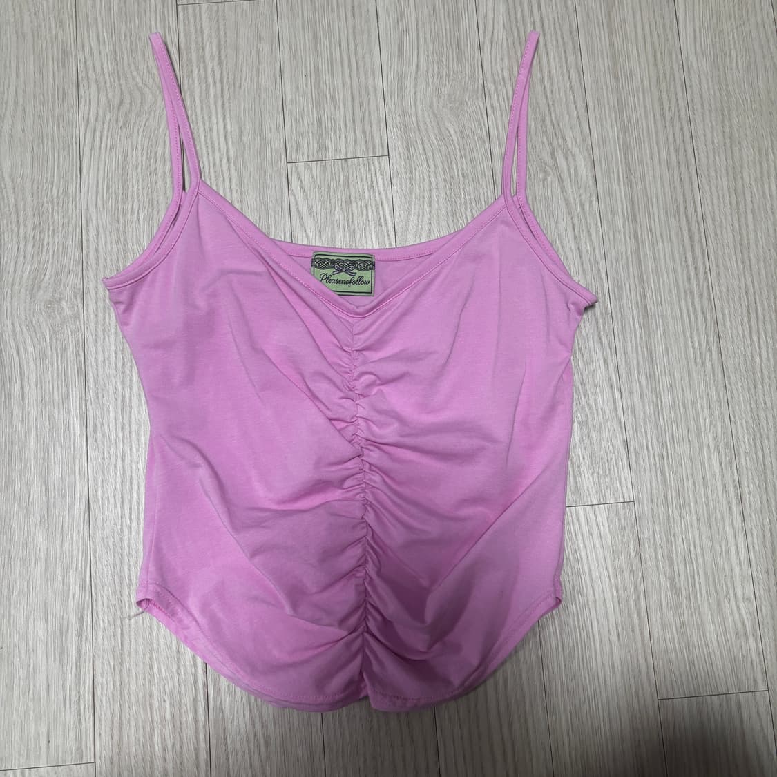 플리즈노팔로우 달린 셔링 슬리브리스 탑 핑크 나시 상품이미지4