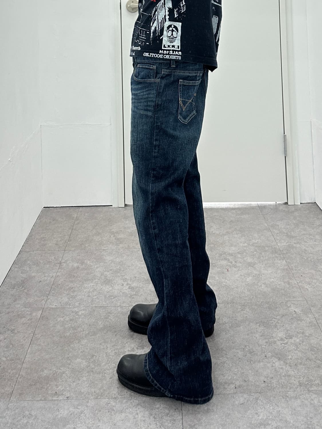 NONE vintage raw denim flare pants 상품이미지4