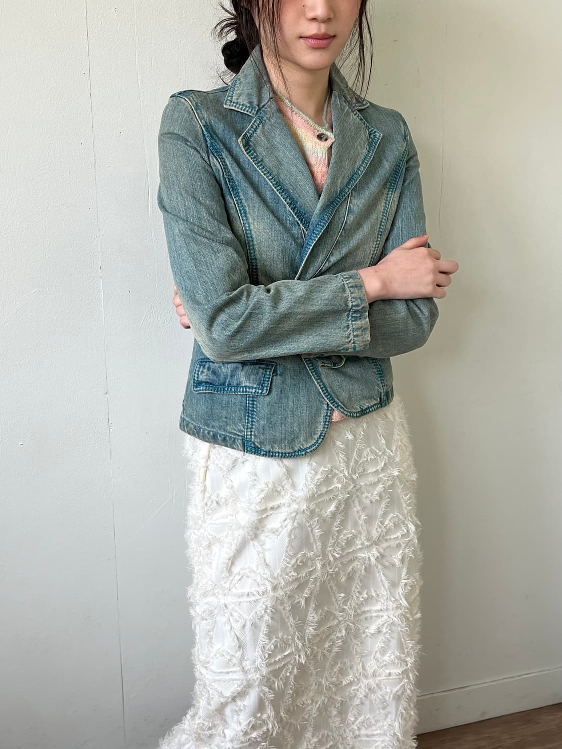 Ramonpole 원 버튼 스티치 데님 자켓 상품이미지7