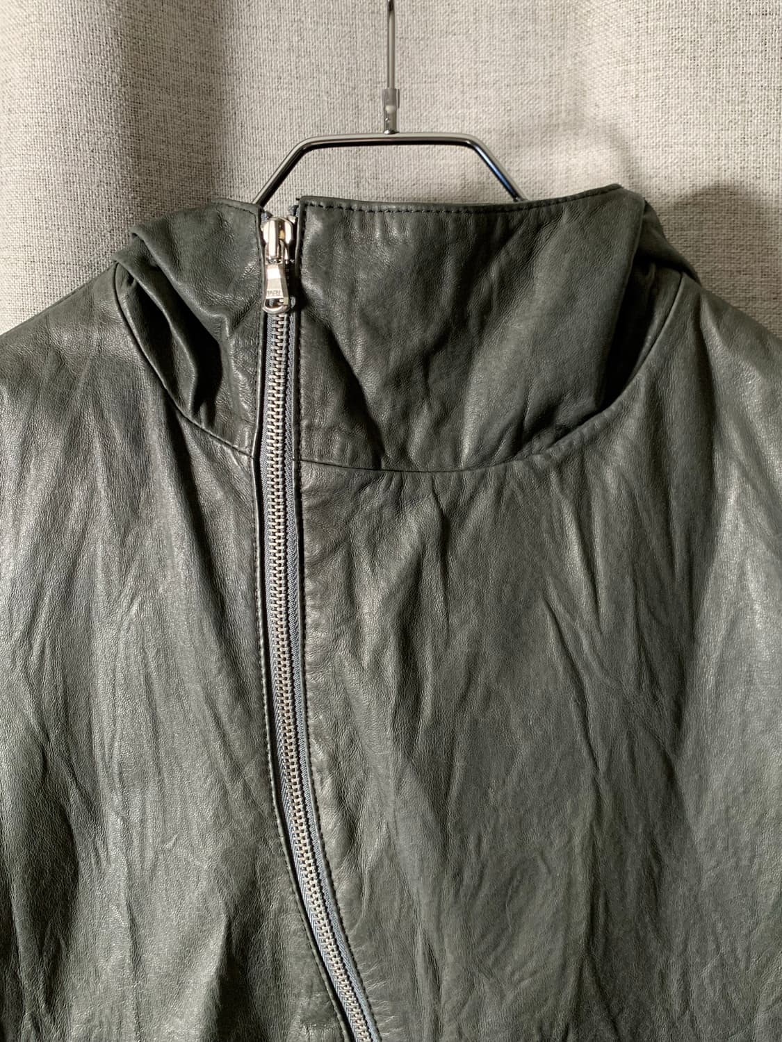 Japanese Vintage 사선 레더 크롭 자켓 상품이미지2