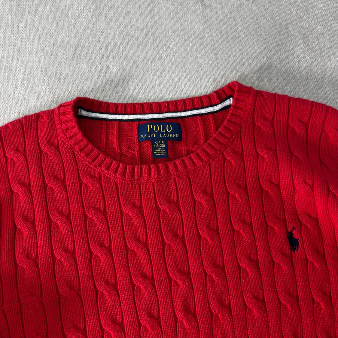 95 폴로랄프로렌 꽈배기 레드 니트 상품이미지2