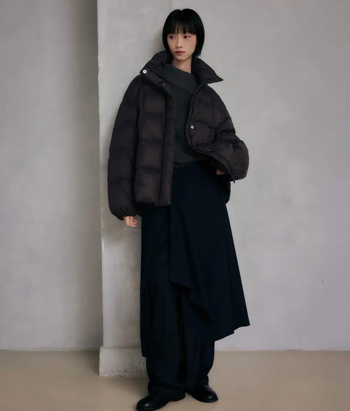 레프트서울 이지 웜 후디드 덕 다운 점퍼 블랙 상품이미지1