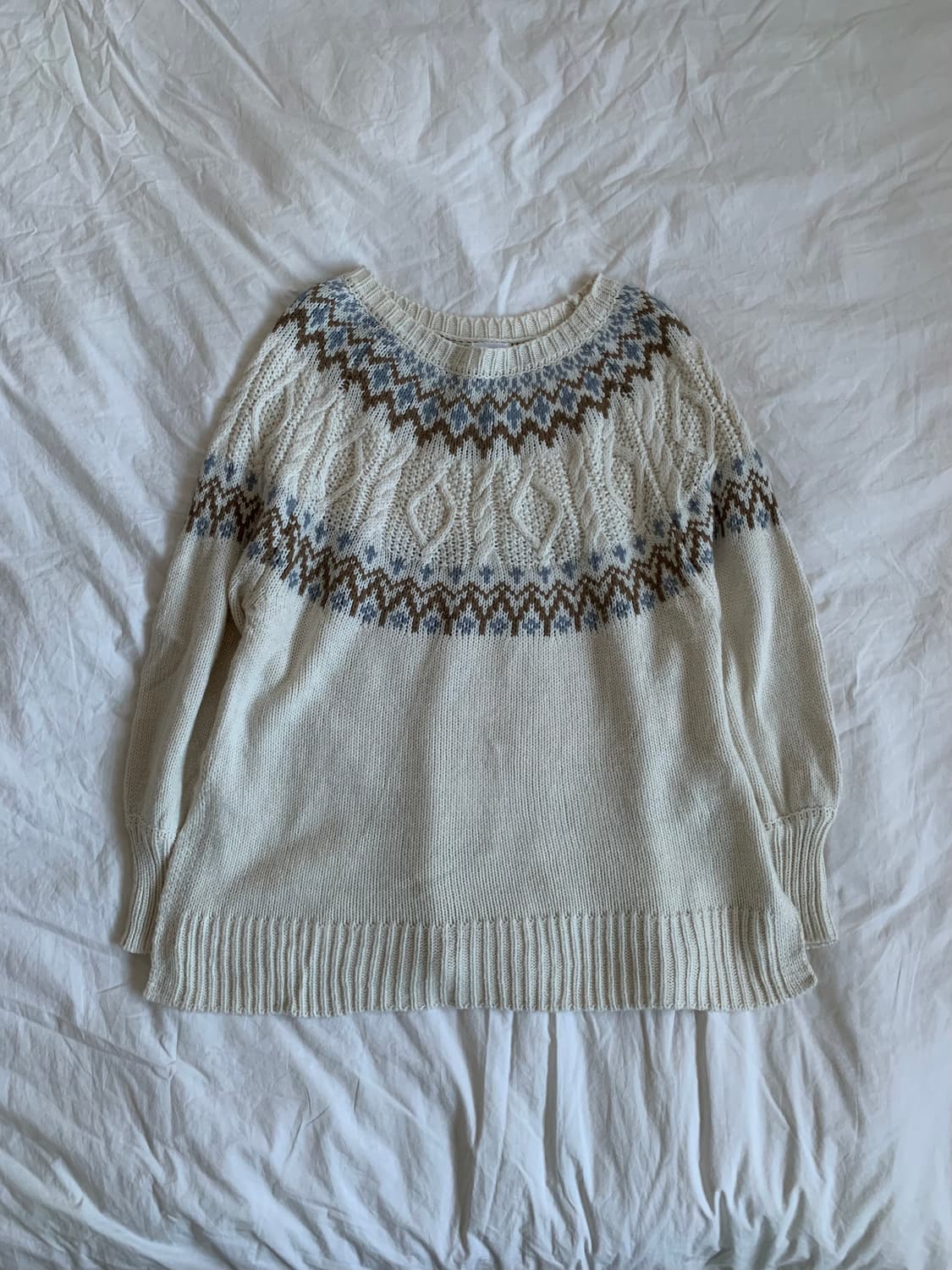 화이트 아란 스웨터 상품이미지1