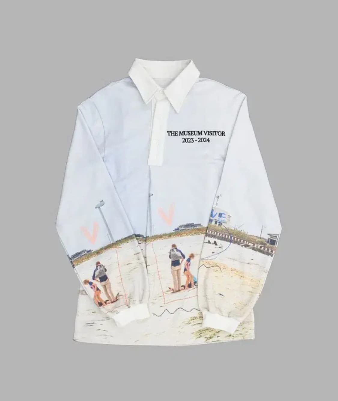 BEACH PRINTED PK LONG SLEEVE (WHITE) 상품이미지1