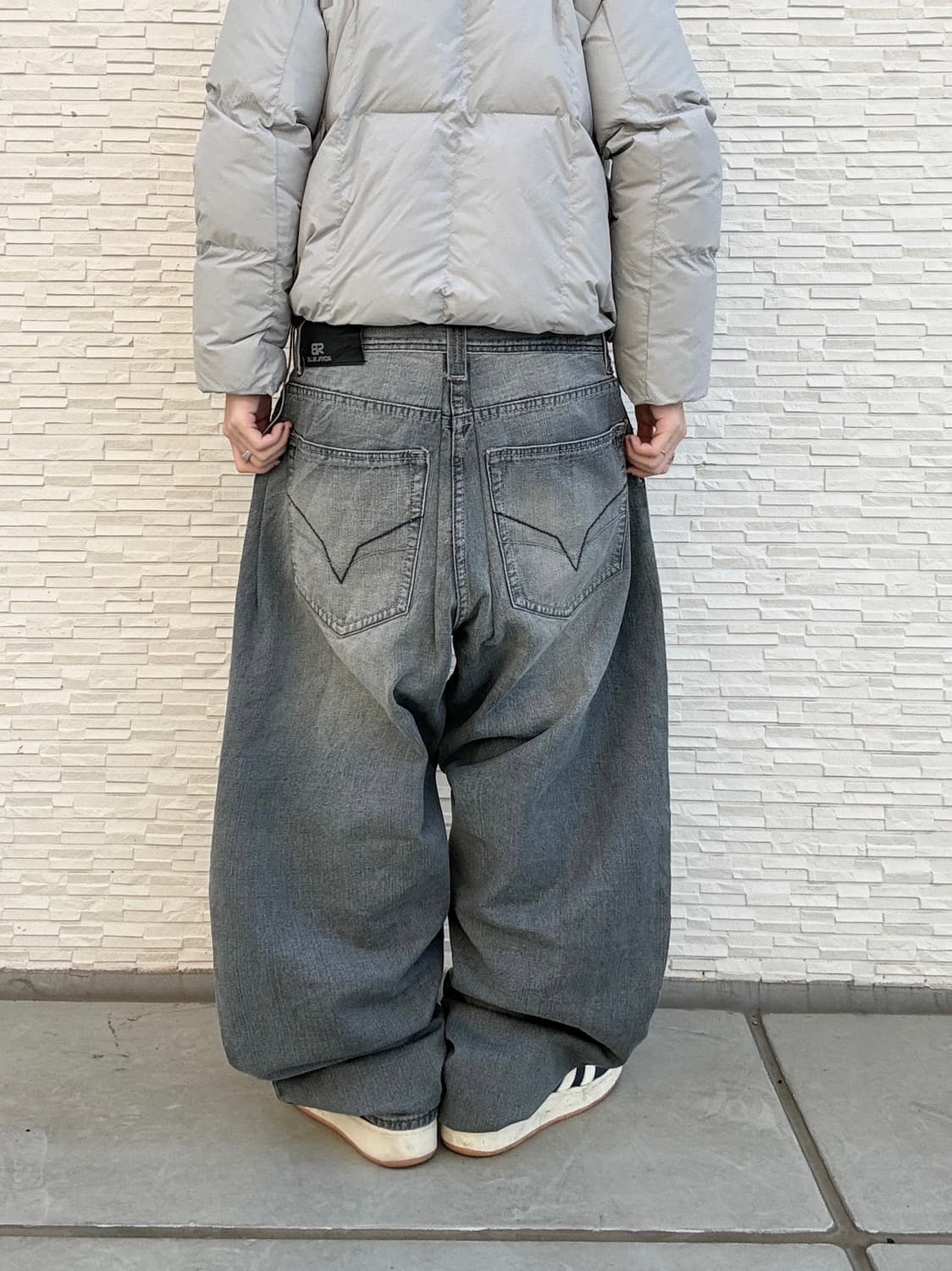 90s ROYAL BLUE 올드스쿨 그레이 오버 와이드 데님 팬츠 상품이미지4