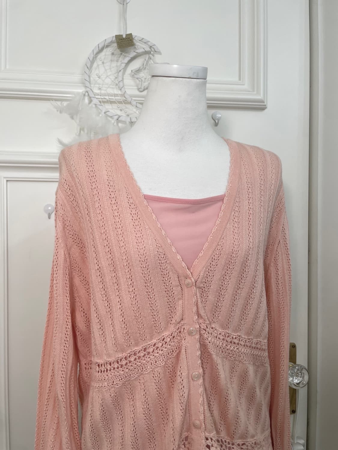 AYLESBURY coral crochet v-neck loose car 상품이미지7