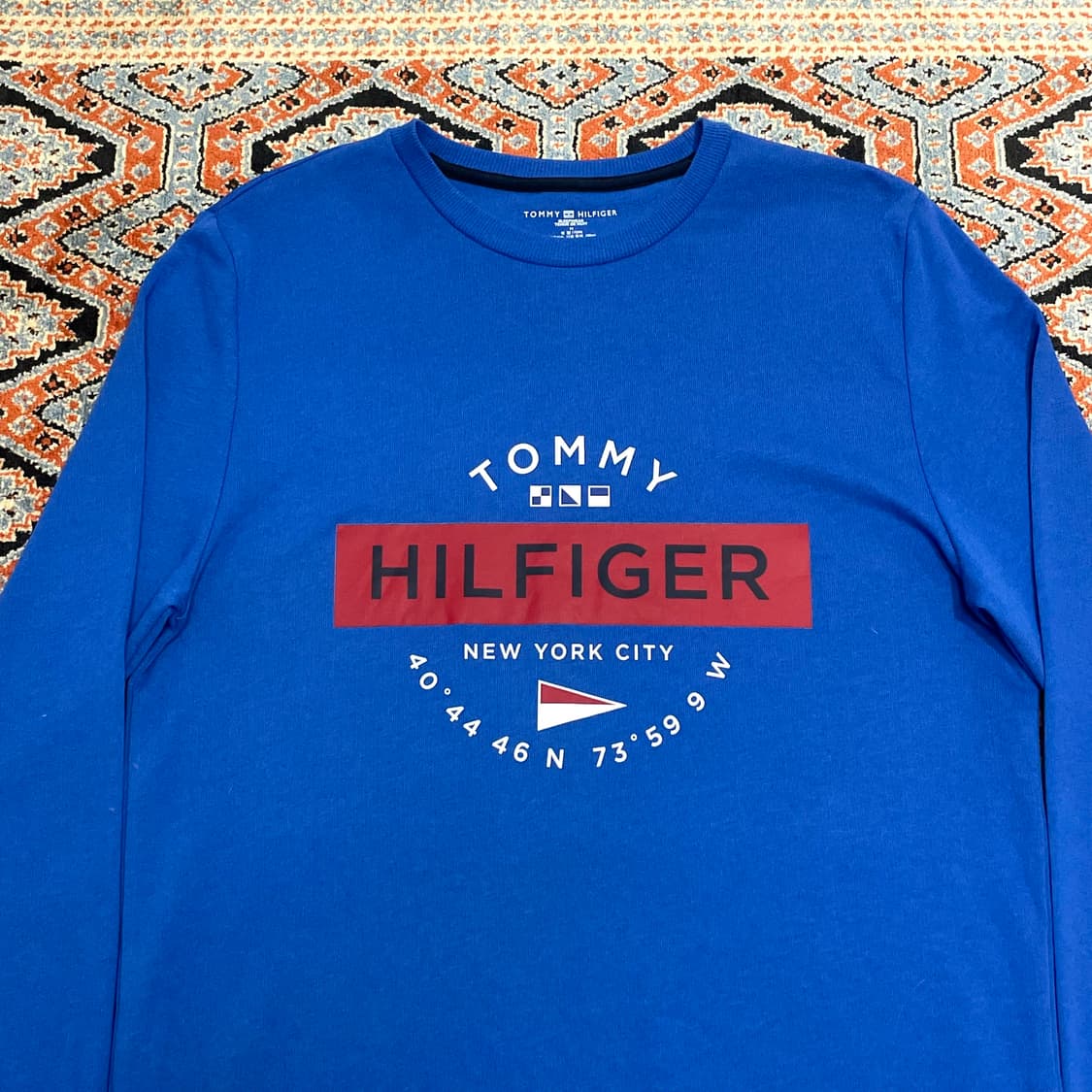 타미힐피거 스펠로고 블루 긴팔 티셔츠 남성M 상품이미지2