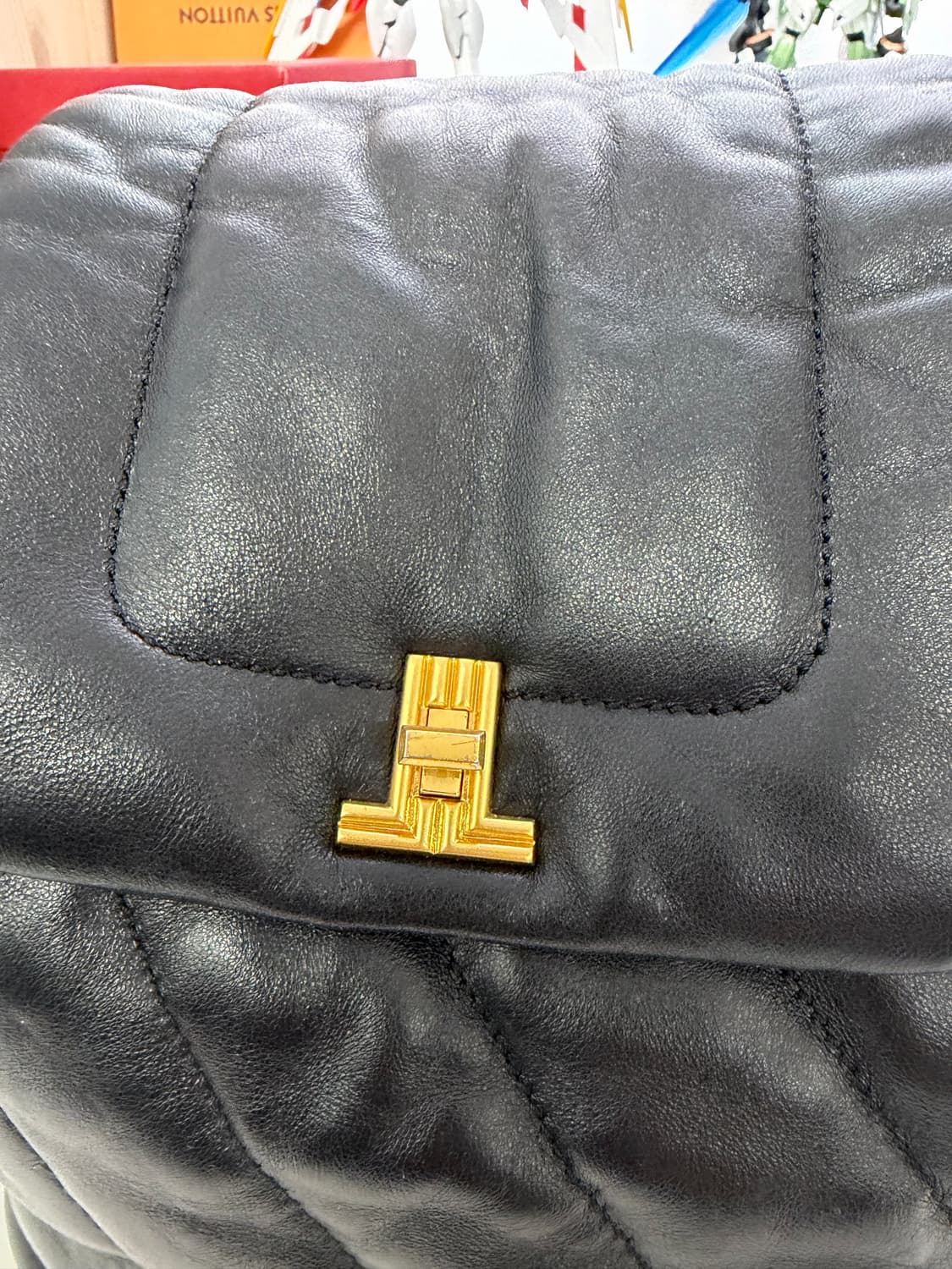 정품) 랑방 컬렉션 한섬 블랙 레더 체인 백팩 상품이미지3