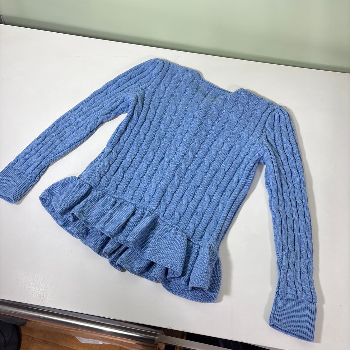 6X 폴로 키즈 스카이블루 U넥 꽈베기가디건 상품이미지2