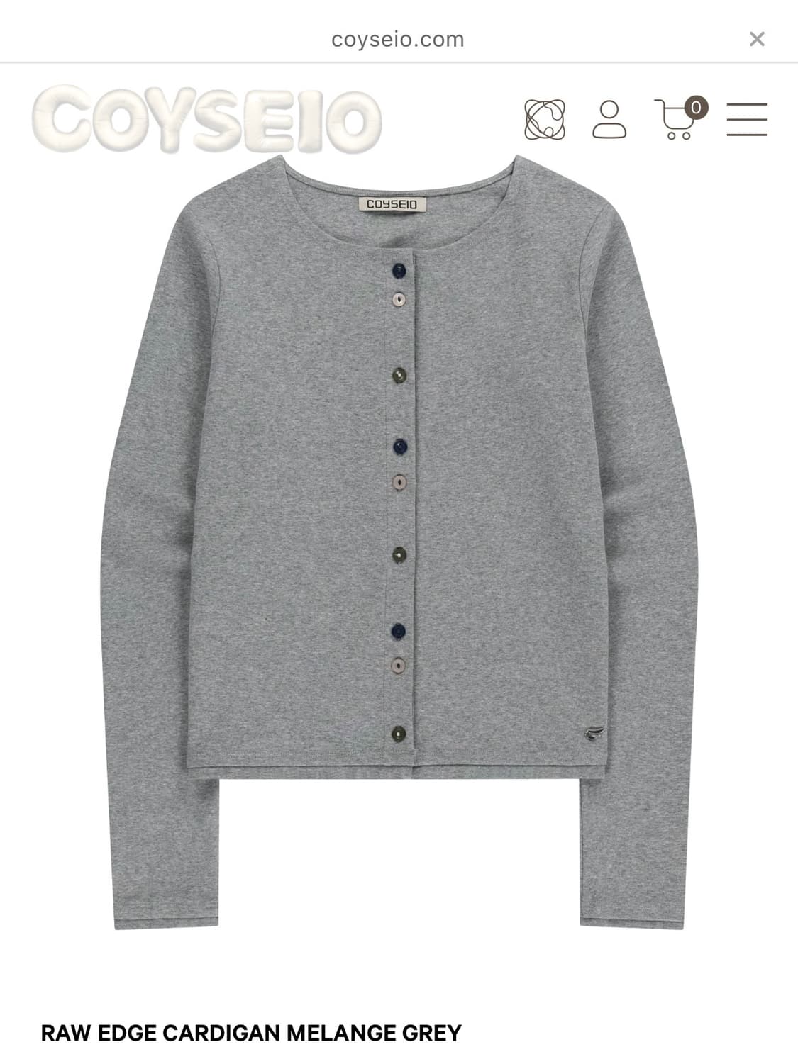 코이세이오 RAW EDGE CARDIGAN MELANGE GREY 상품이미지1