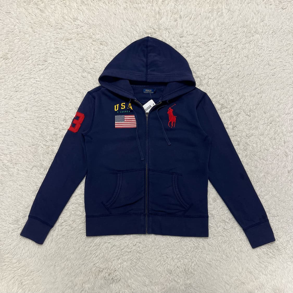 Polo navy USA flag zip-up hoodie 상품이미지4