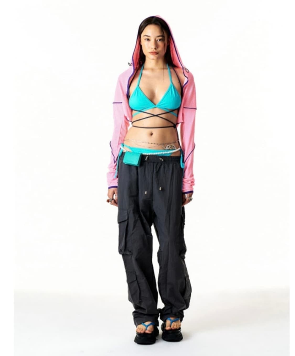 leey yeel 볼레로 후디 핑크 상품이미지1