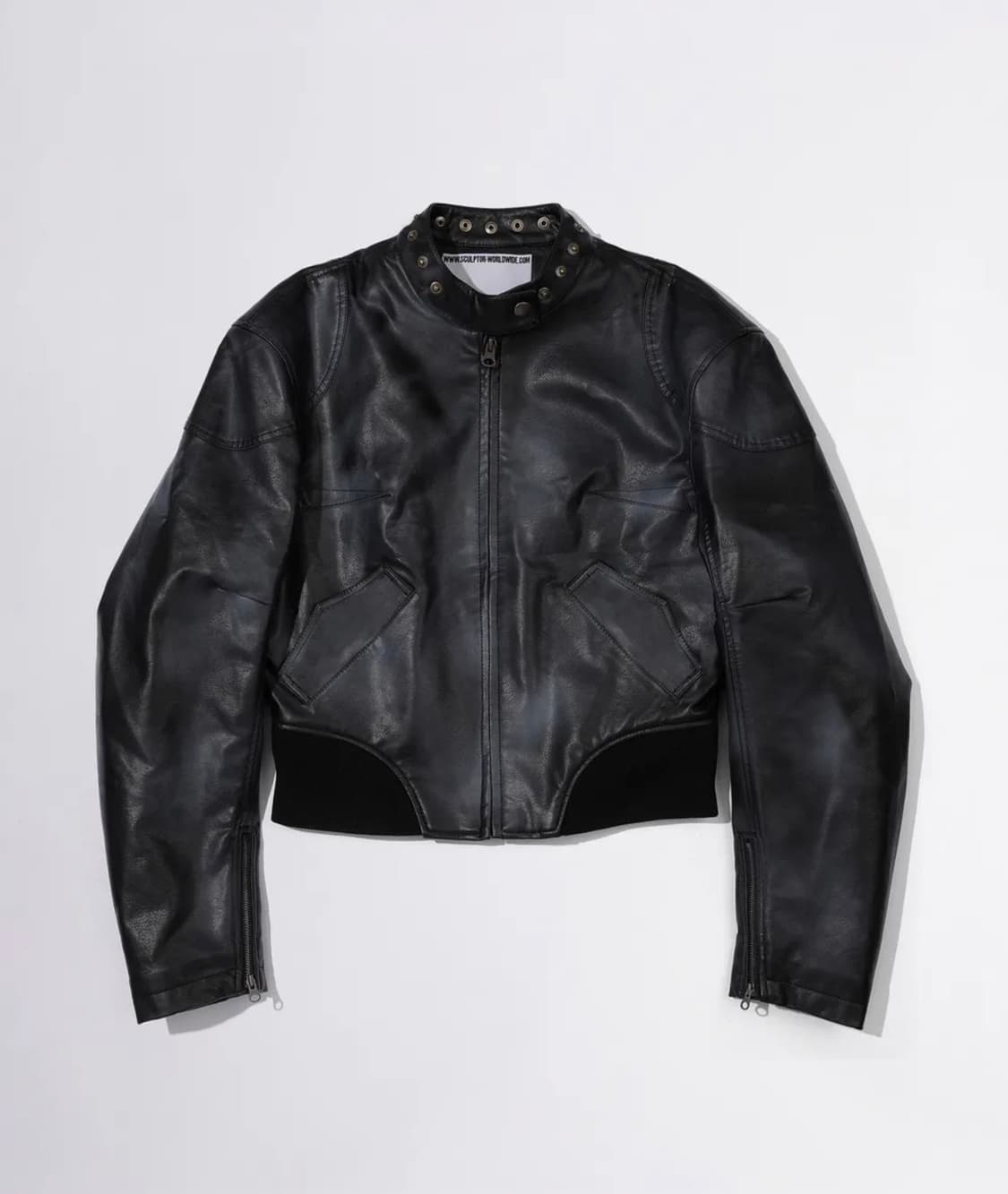 스컬프터 레더 봄버 자켓 블랙 상품이미지1