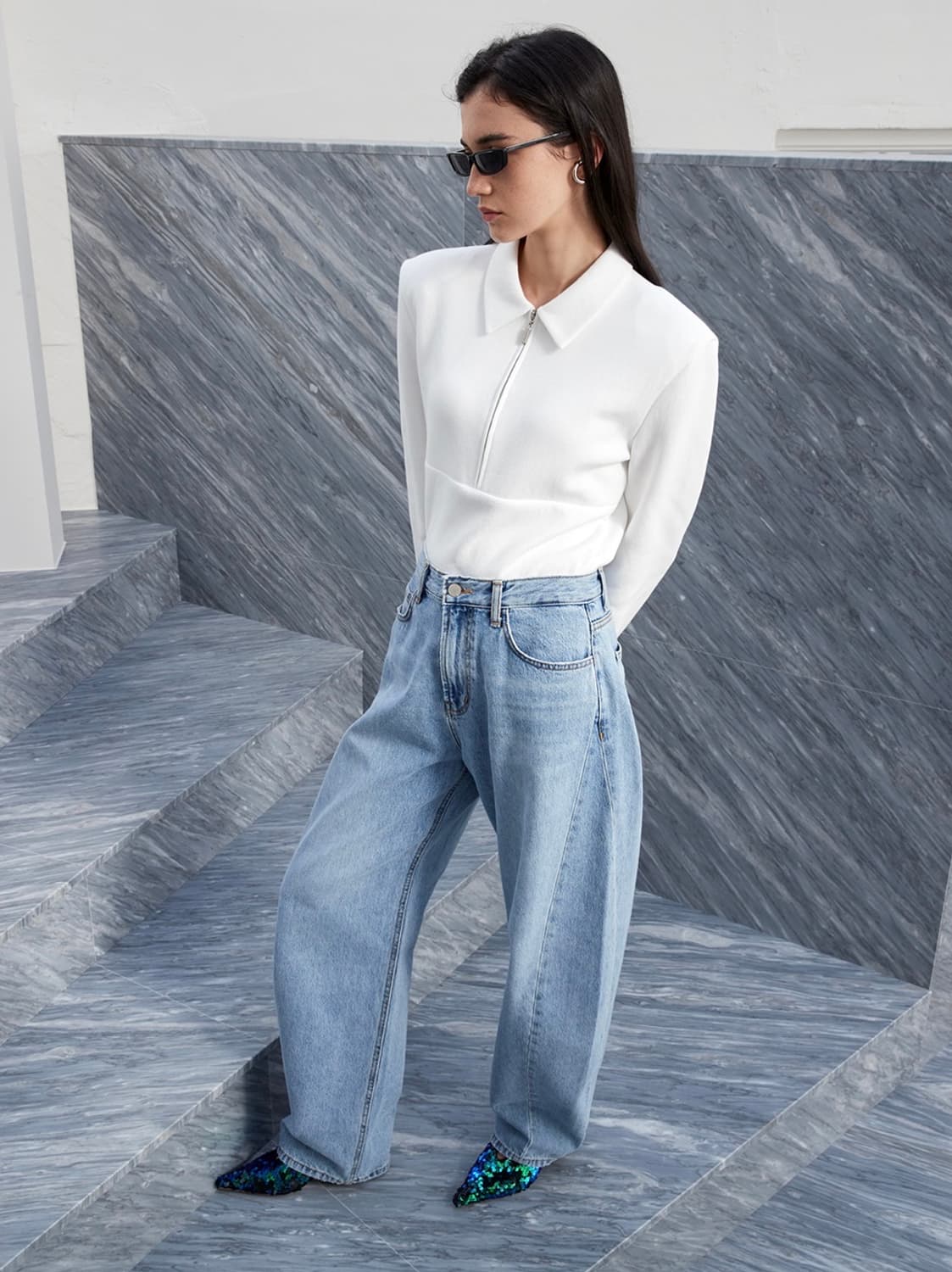 새상품) DRAGONBLUES  드래곤블루스 클래식 DB 피케 집업탑 상품이미지1