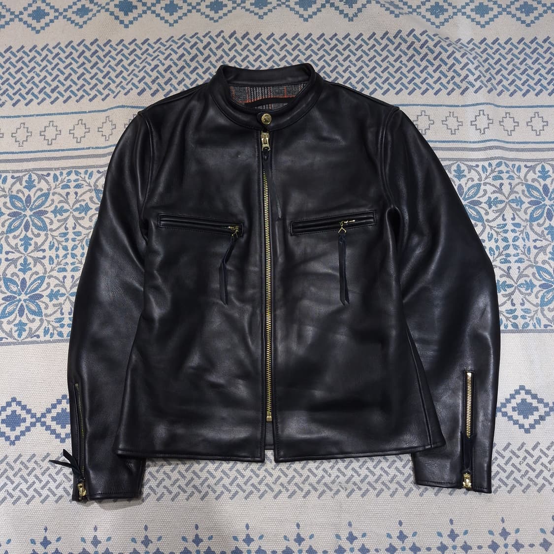 CARPHEY 블랙 말가죽 금장버튼 펑크 락시크 라이더자켓 레더자켓 상품이미지3