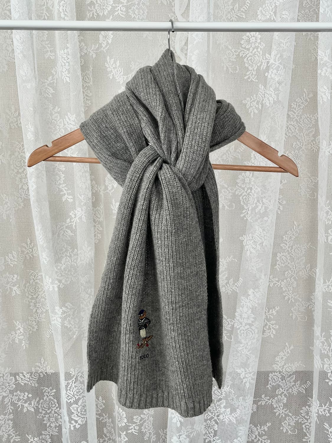 폴로 랄프로렌 폴로 베어 니트 머플러 그레이 상품이미지1