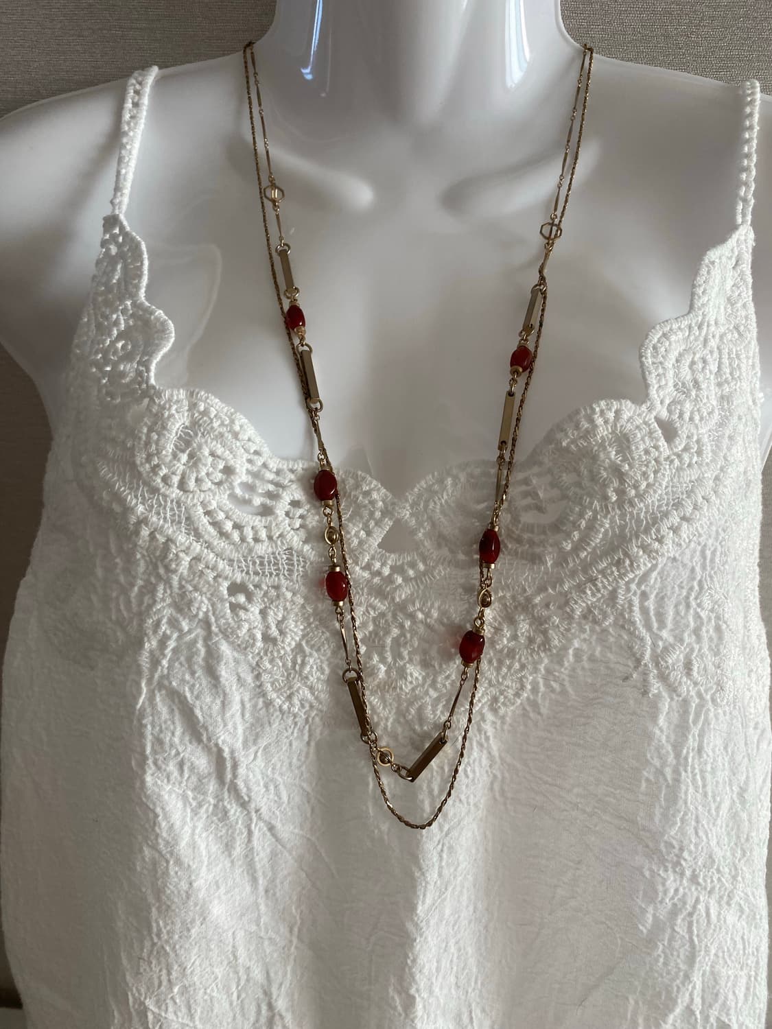 골드체인 오렌지바 롱 체인 목걸이 빈티지 수입 주얼리  상품이미지2