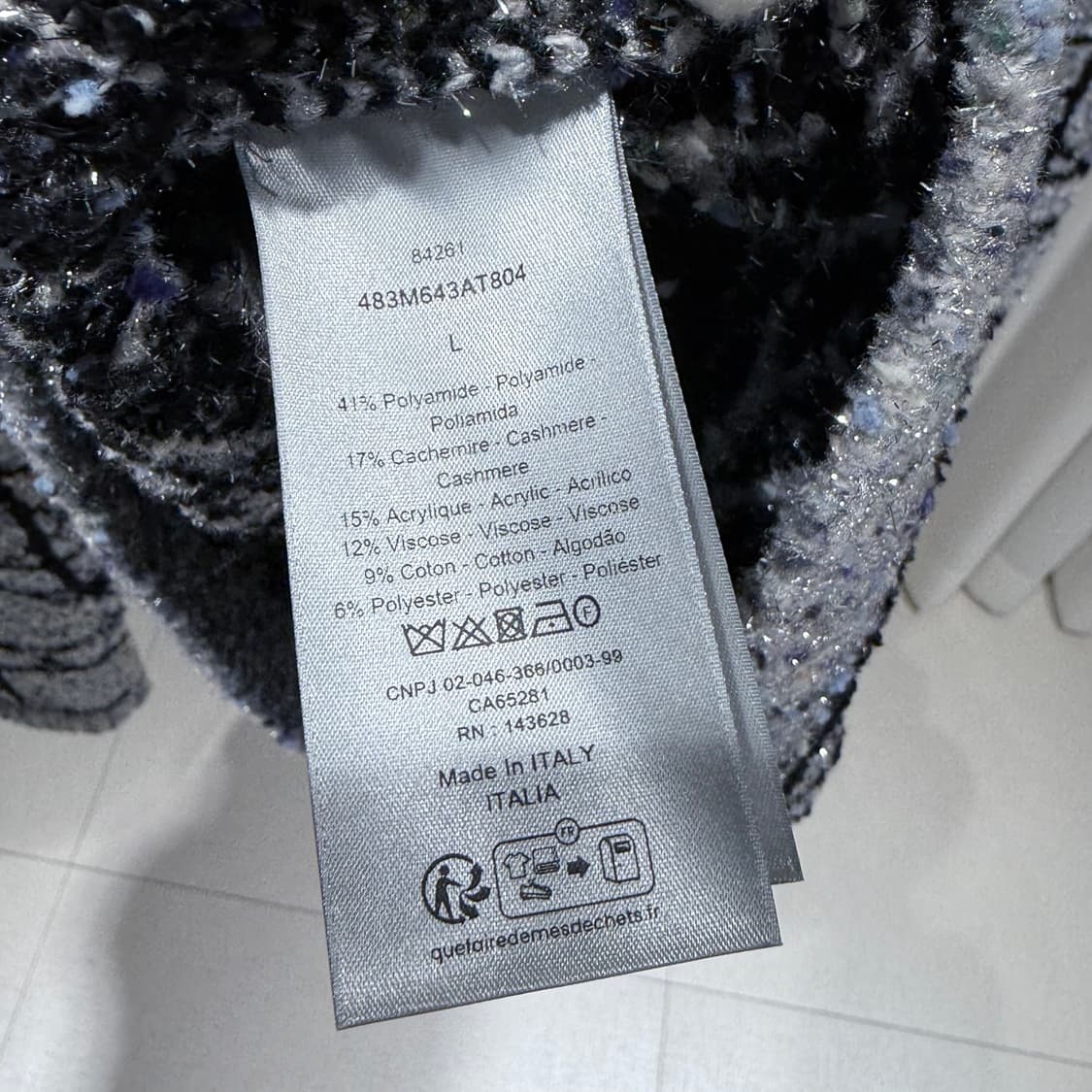 L / 디올 까나쥬 자카드 캐시미어 스웨터 상품이미지6