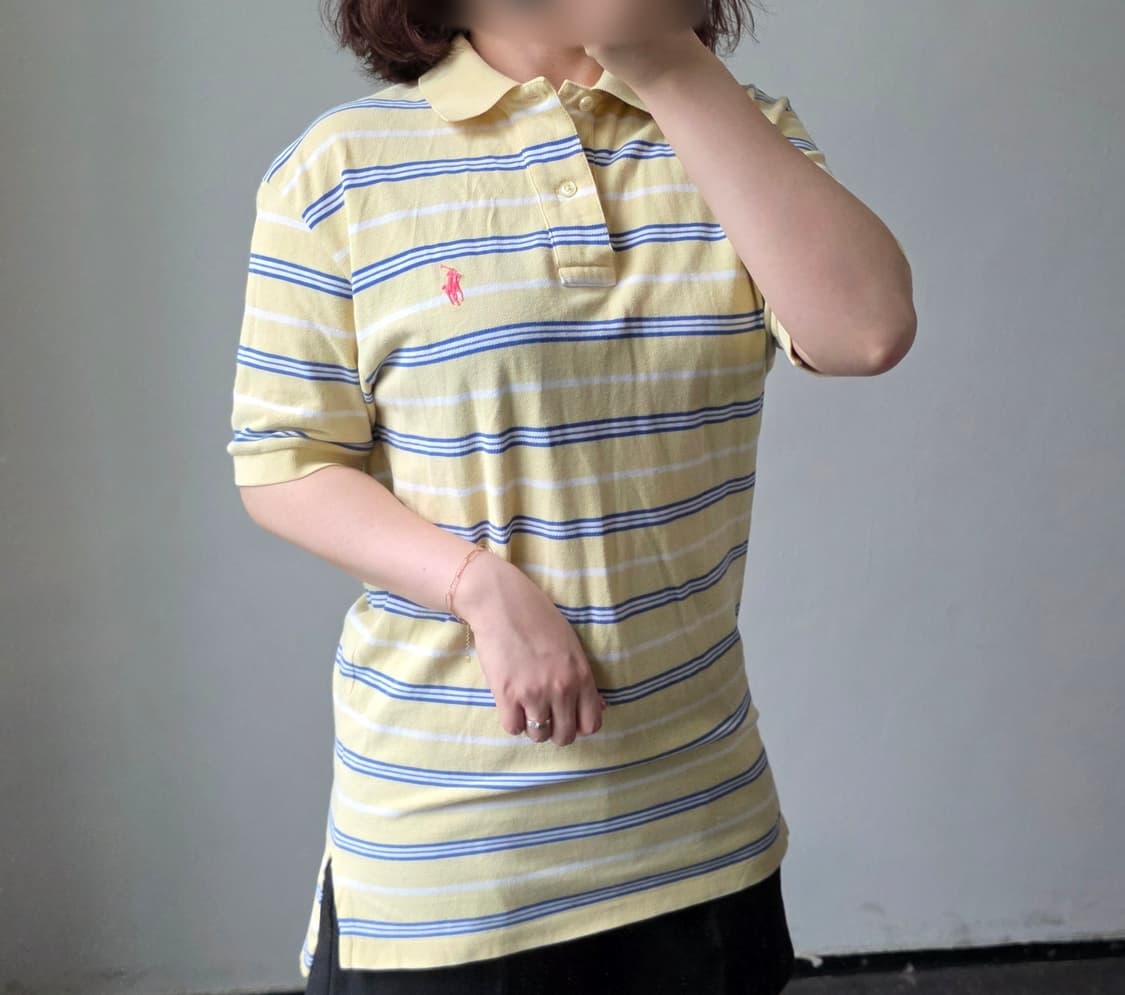[프립]폴로 랄프로렌 스트라이프 반팔 카라티 옐로우 상품이미지3