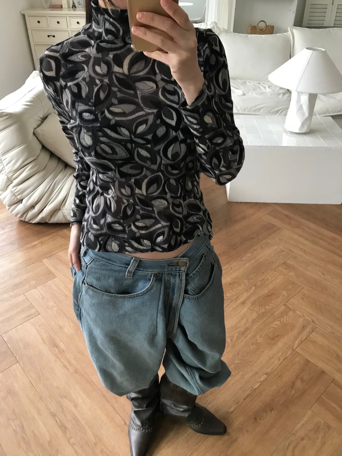 vintage pattern top 상품이미지1