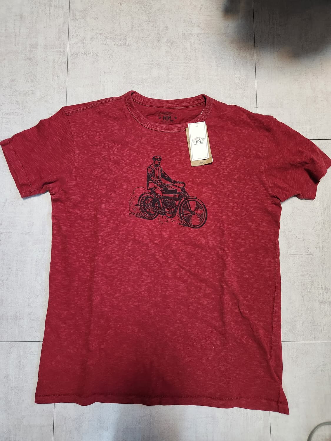 [M 새상품] RRL 바이크 티셔츠 레드 버건디 상품이미지1