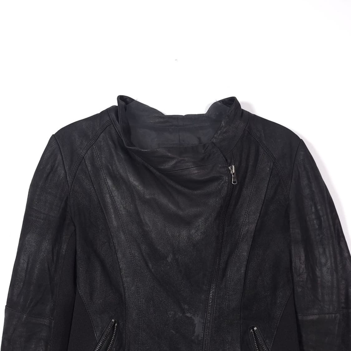 플라스틱 아일랜드 천연 염소 가죽 비대칭 라이더 자켓 M 상품이미지3