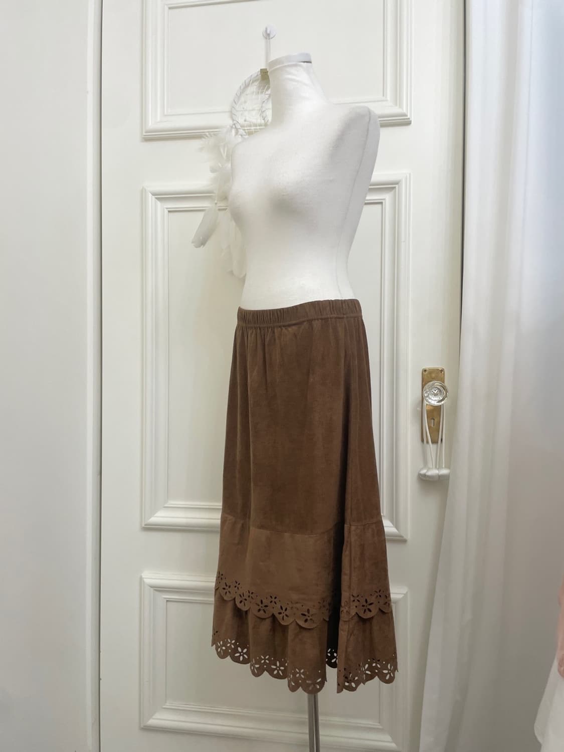 brown suade under lace point banding ski 상품이미지2