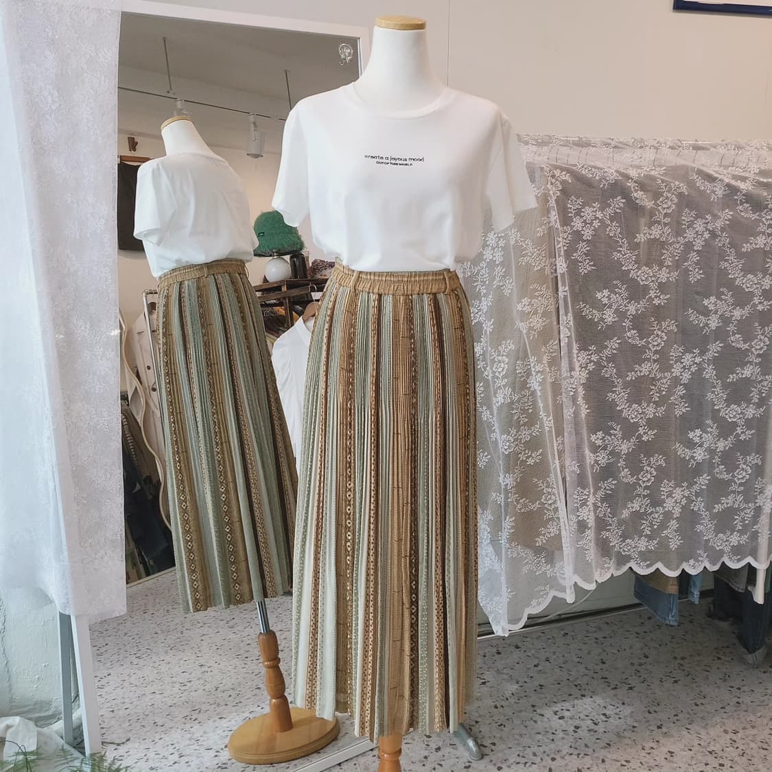 Laptev 보헤미안 플리츠스커트(Japan made) 상품이미지7