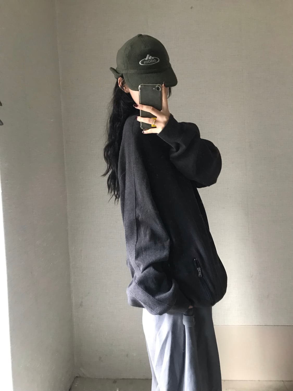 폴로 차콜 오버핏 니트집업 상품이미지2