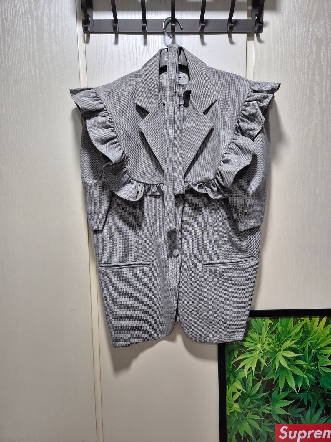 (타임세일)(새상품)DINT 딘트 잔체크 프릴 블라우스 자켓 상품이미지2