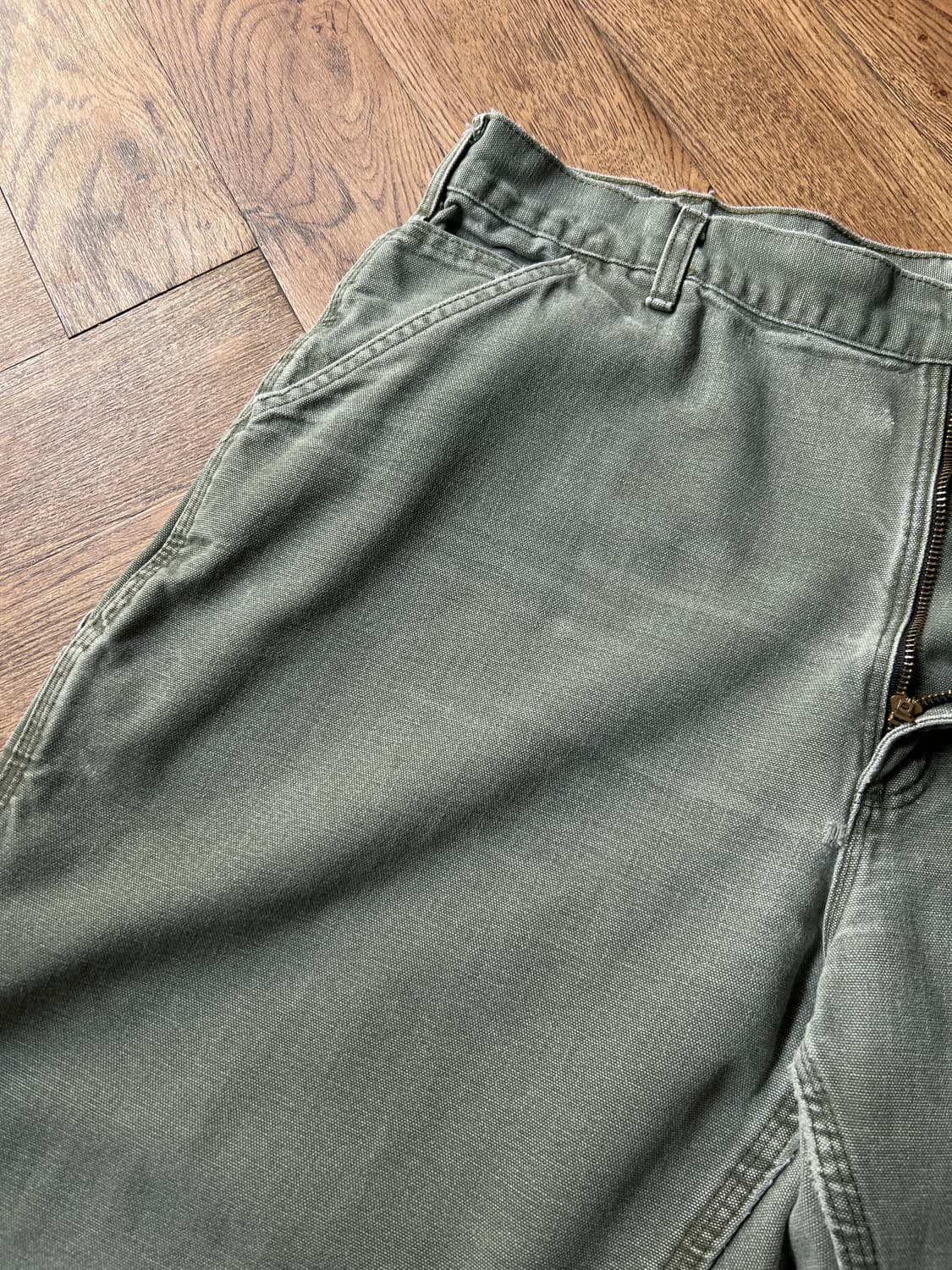 [40]칼하트 USA 빈티지 페이딩 모스그린 싱글니 카펜터 워크 팬츠 상품이미지3