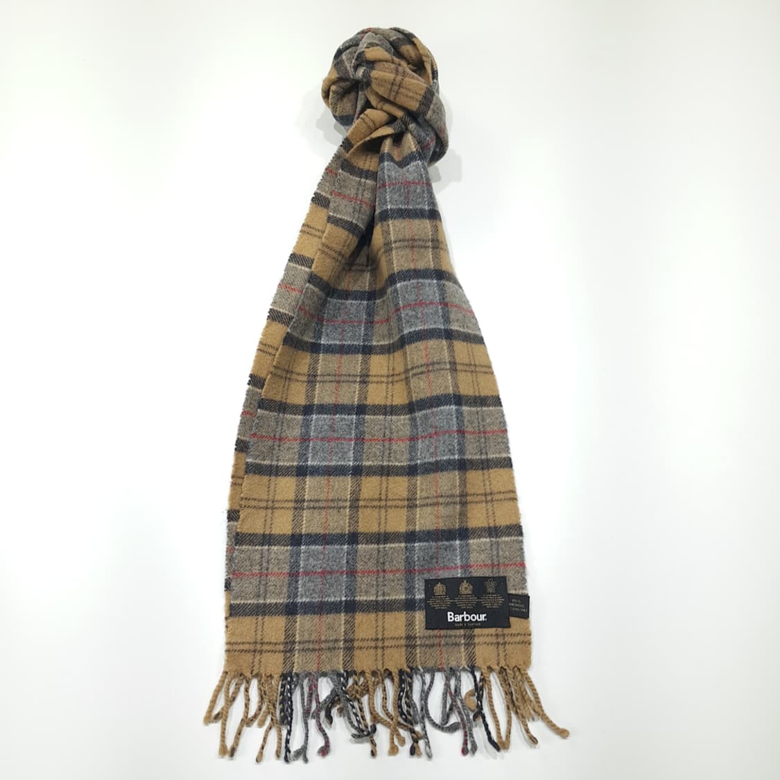 MX651 바버 90s 스코틀랜드판 램스울 타탄 카멜 머플러 목도리 상품이미지1
