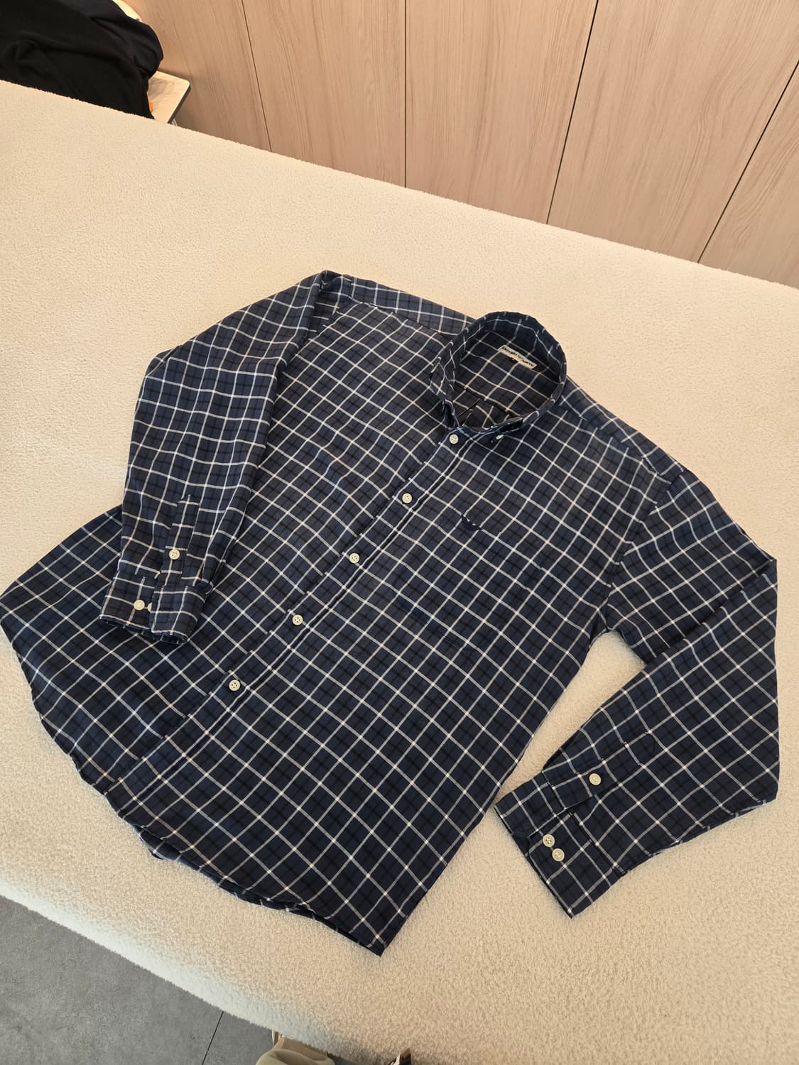 엠포리오알마니 네이비 체크 남방 셔츠 M 상품이미지1