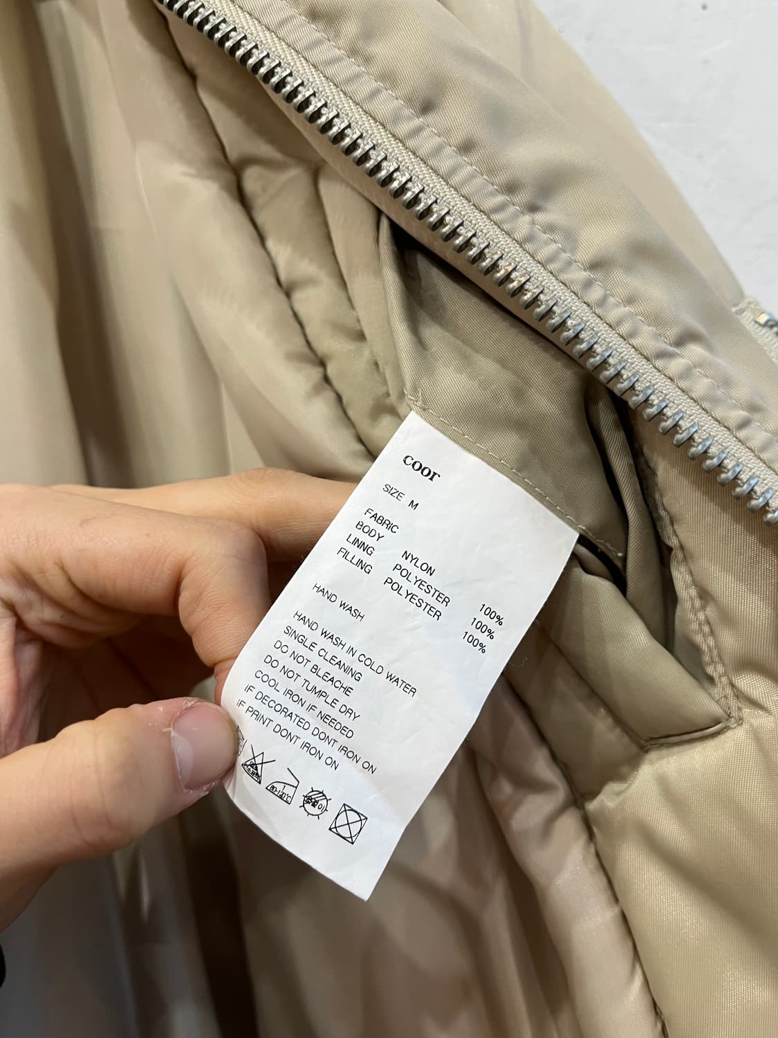 COOR 쿠어 오버핏 MA-1 플라이트 자켓 크림베이지 M 상품이미지5