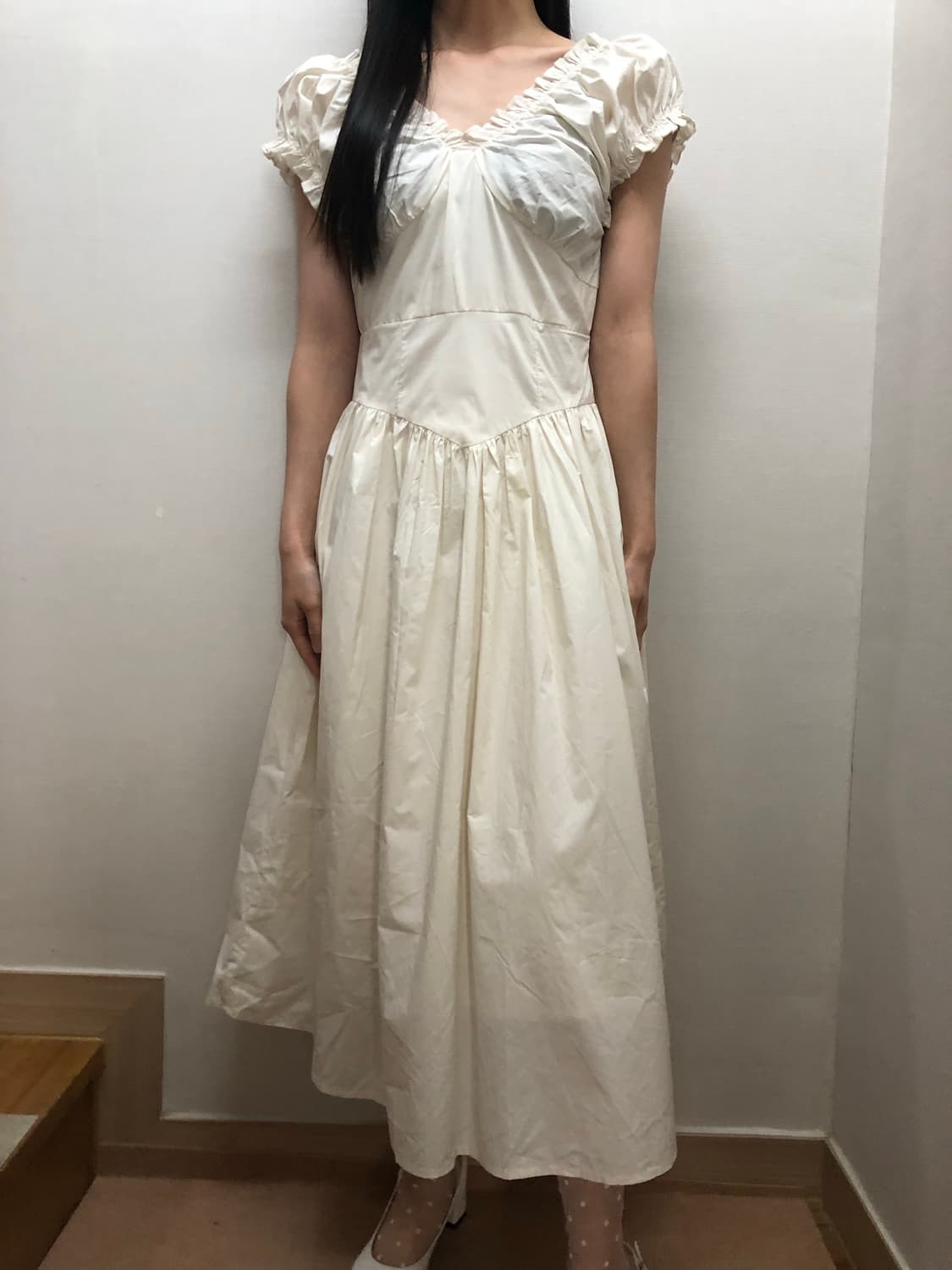 빈티지 아이보리 프릴 롱 원피스 상품이미지9