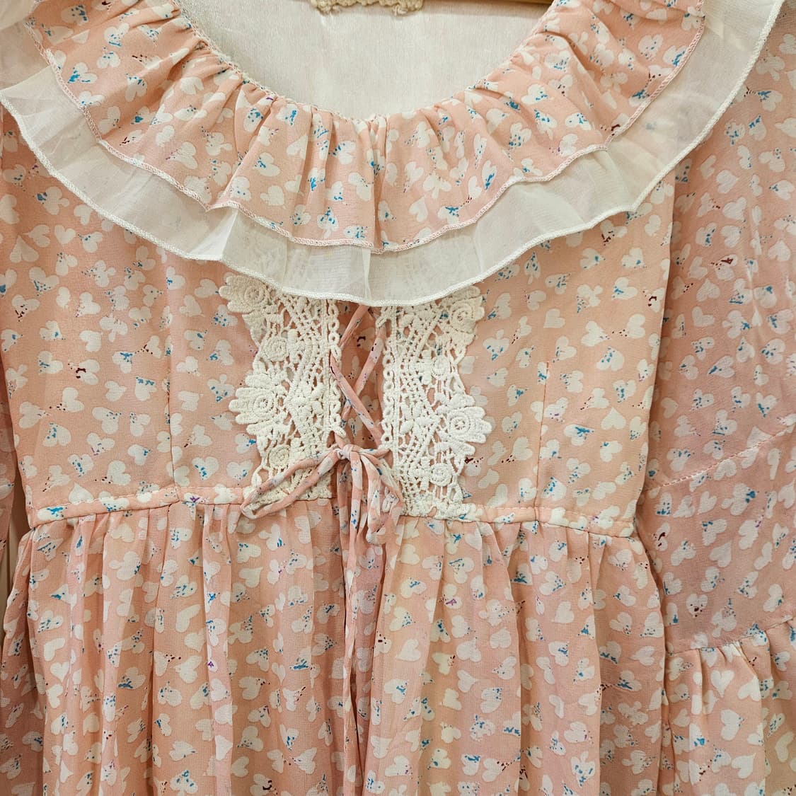 연핑크 하트 프릴 원피스 상품이미지3