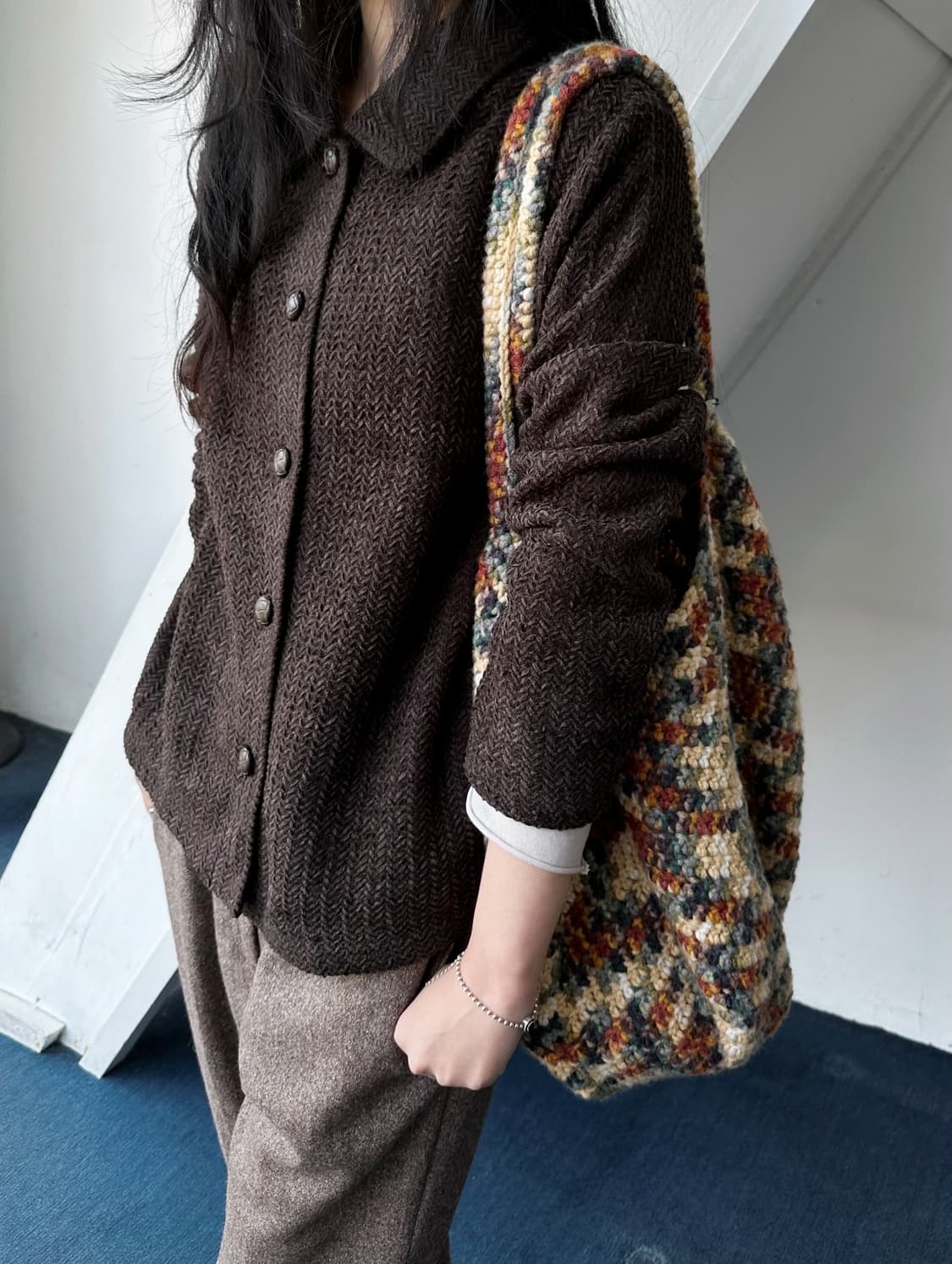 Inner fleece design knitted single jacke 상품이미지6