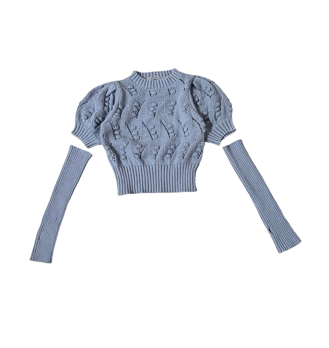 퍼프 소매 암워머 크롭 니트 상품이미지1