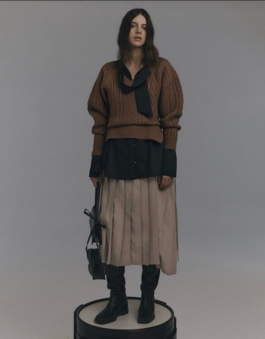 recto 렉토 캐시미어니트+타이블라우스 상품이미지2