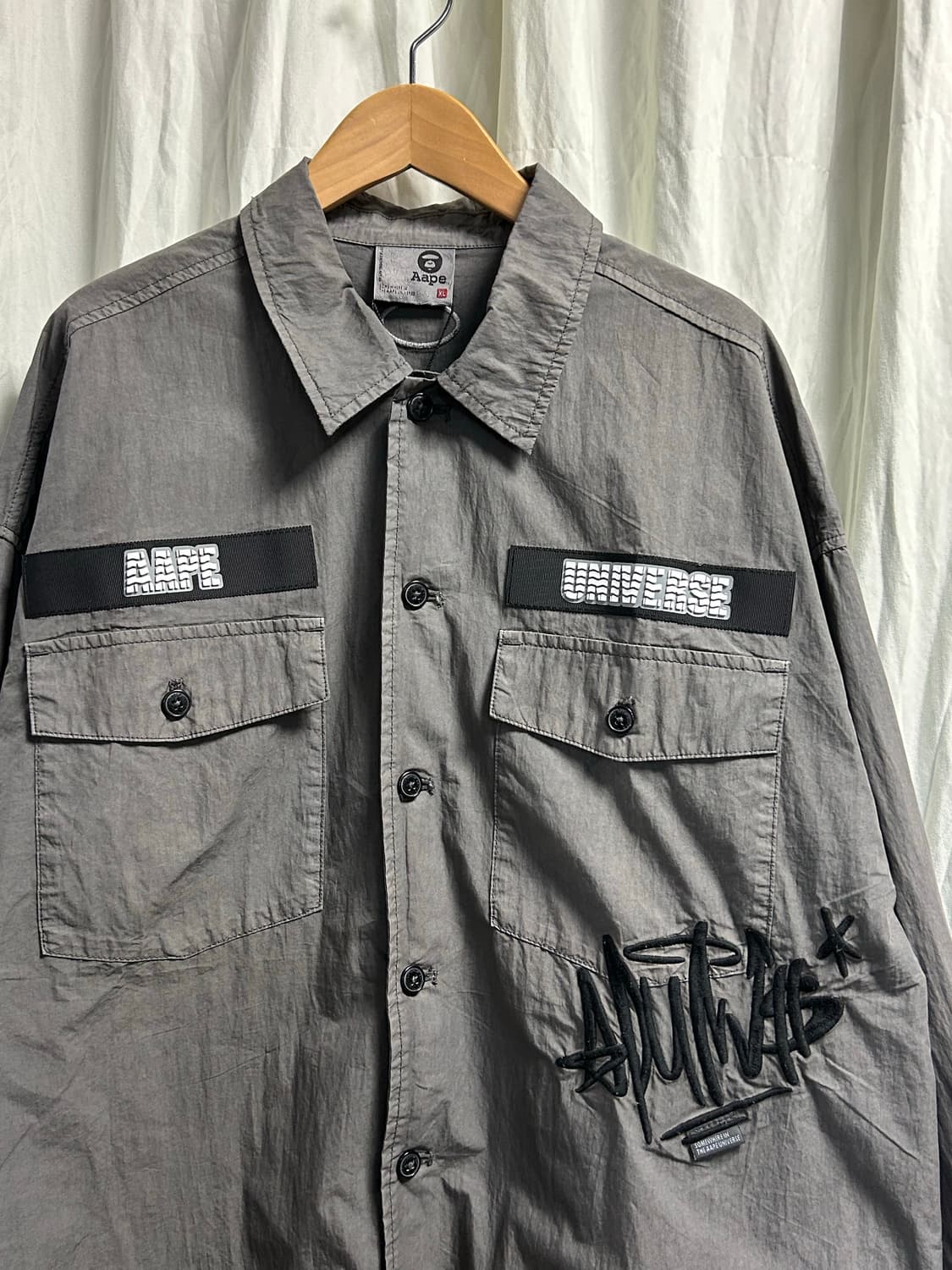 에이프 롱 슬리브 셔츠 블랙 XL 상품이미지2