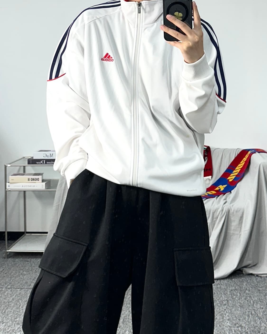아디다스 화이트 네이비 트랙탑 져지 XL 상품이미지3