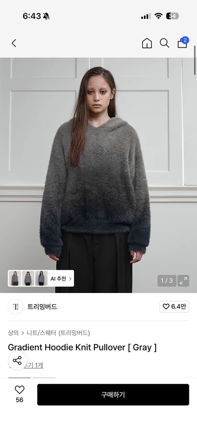 트리밍버드 Gradient Hoodie Knit Pullover  상품이미지1