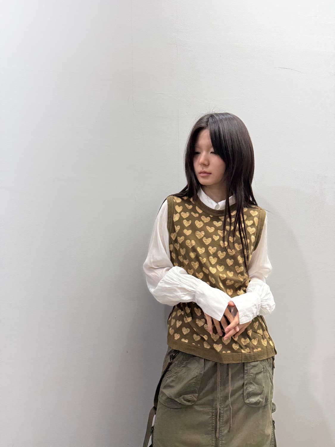 꼼데가르송 하트 패턴 코튼 슬리브리스 탑 상품이미지2