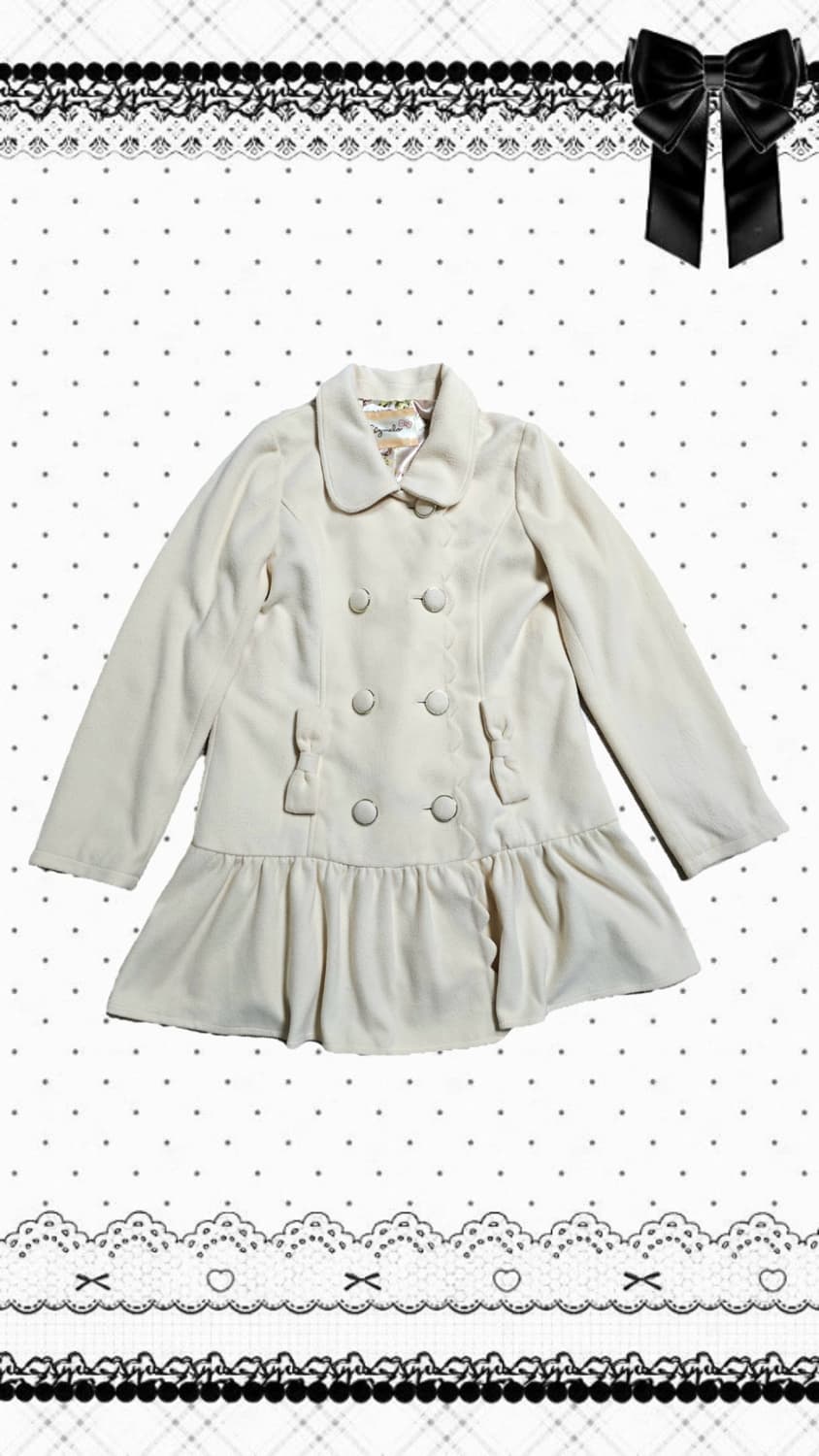 리즈메로 프릴 리본 코트 아이보리 리즈멜로 리즈리사 상품이미지1