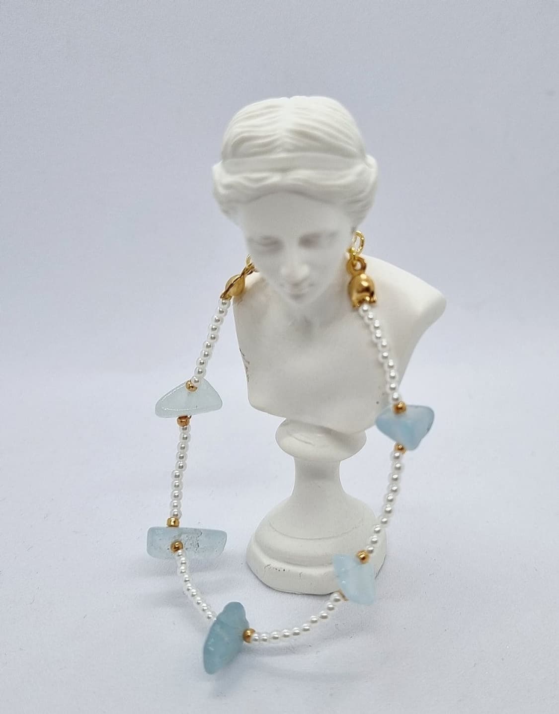 핸드메이드) 아쿠아마린원석 비즈팔찌  상품이미지4