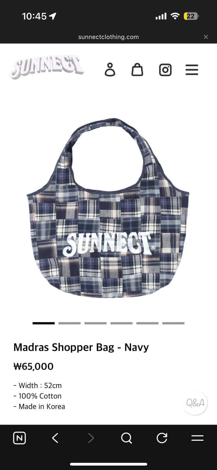 써넥트 마드라스 체크 숄더백 네이비 상품이미지1