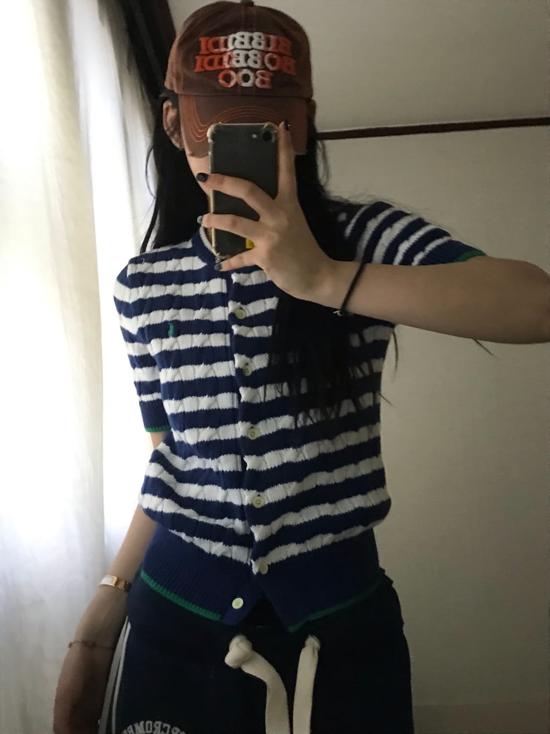 폴로 스트라이프 반팔 케이블 가디건 상품이미지4